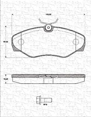 MAGNETI MARELLI 363702161227 -  Комплект тормозных колодок, дисковый тормоз